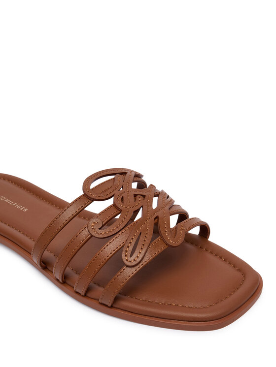 Tommy Hilfiger Nazouváky Tommy Hilfiger Th Script Flat Mule Lth FW0FW09368 Hnědá