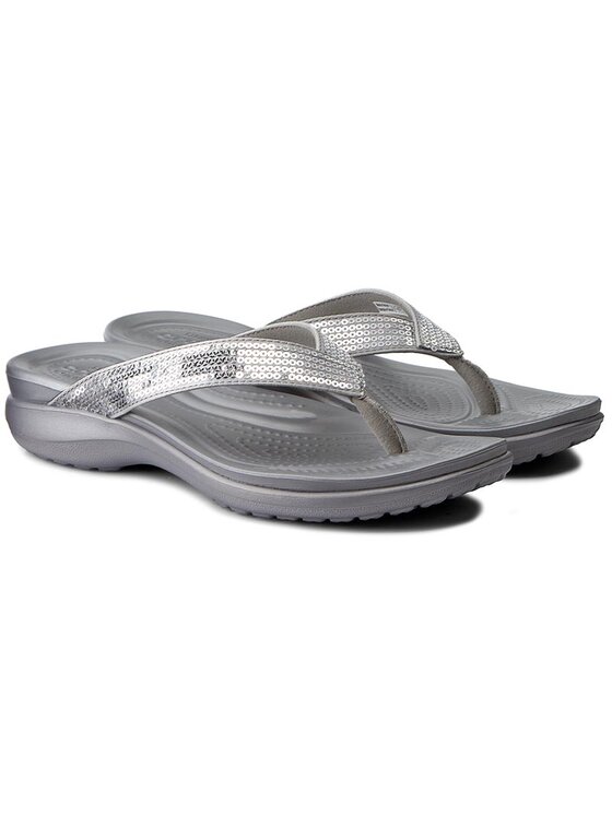 Crocs Джапанки Crocs Capri V Sequin W 204311 Сребрист
