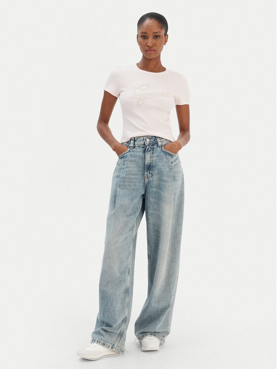 Guess Guess Футболка W6RI22 KA0H1 Рожевий Slim Fit