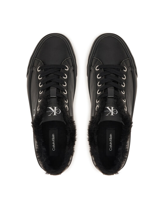 Calvin Klein Sneakersy Calvin Klein Vulc Flatf Laceup Lth Fur HW0HW03235 Czarny