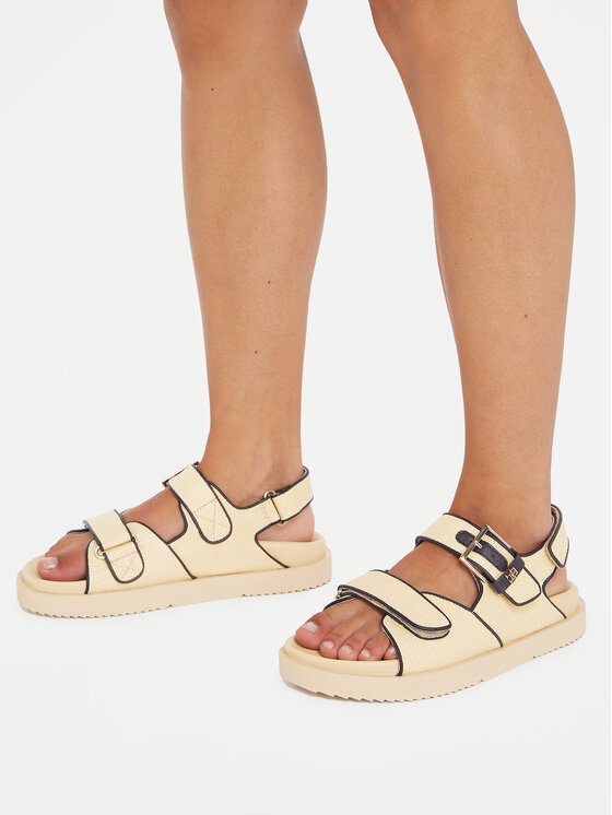 Tommy Hilfiger Sandali Tommy Hilfiger Rafia Sporty Sandal FW0FW07896 Beige