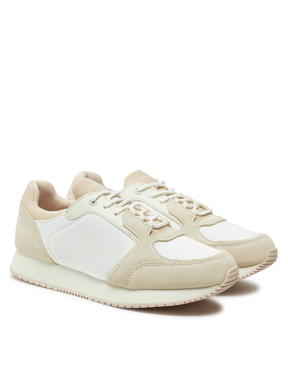 Calvin Klein Jeans Snīkeri Calvin Klein Jeans Runner Laceup Low Mg Media YW0YW01644 Écru