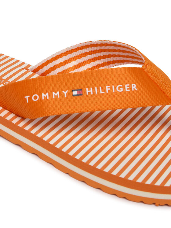 Tommy Hilfiger Čības uz pirksta Tommy Hilfiger Th Ithaca Stripe Summer Sandal FW0FW09192 Oranžs