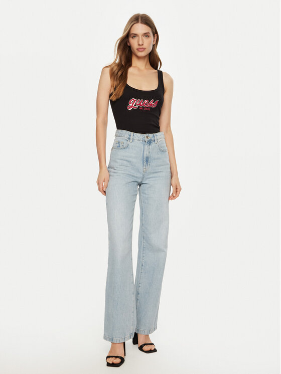 Guess Guess Топ W5RP03 KA0H1 Чорний Regular Fit
