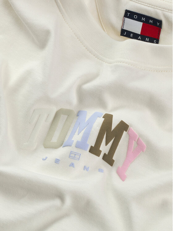 Tommy Jeans Tommy Jeans Majica Color Varsity DW0DW21337 Écru Relaxed Fit