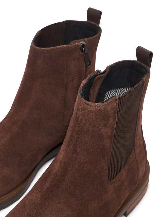 Tommy Hilfiger Botki Tommy Hilfiger Cleated Hilifger Suede Boot FM0FM05961 Brązowy