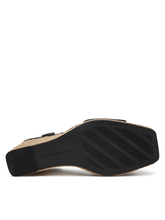 Tommy Hilfiger Espadrilės Tommy Hilfiger Leather & Suede High Wedge Espad FW0FW08803 Juoda