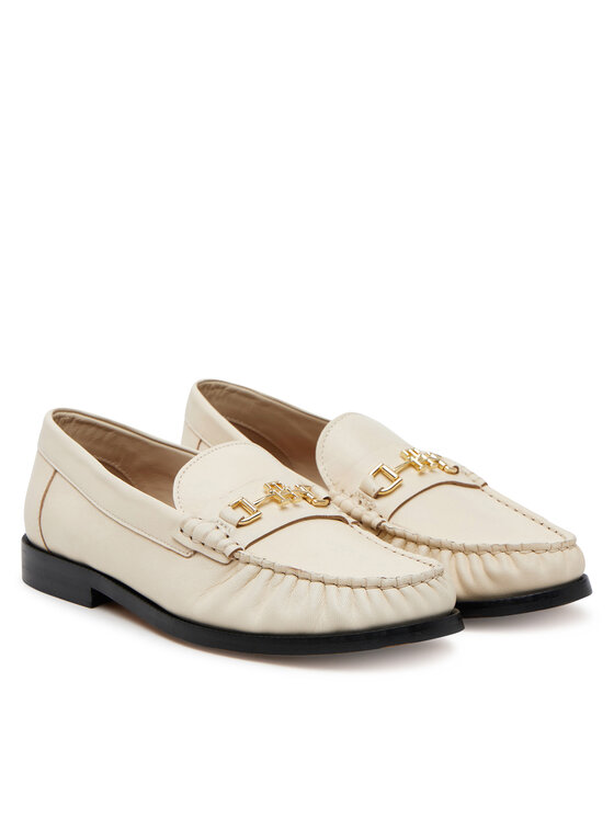 Tommy Hilfiger Zapatos hasta el tobillo Tommy Hilfiger Soft Leather Horsebit Loafer FW0FW08414 Écru