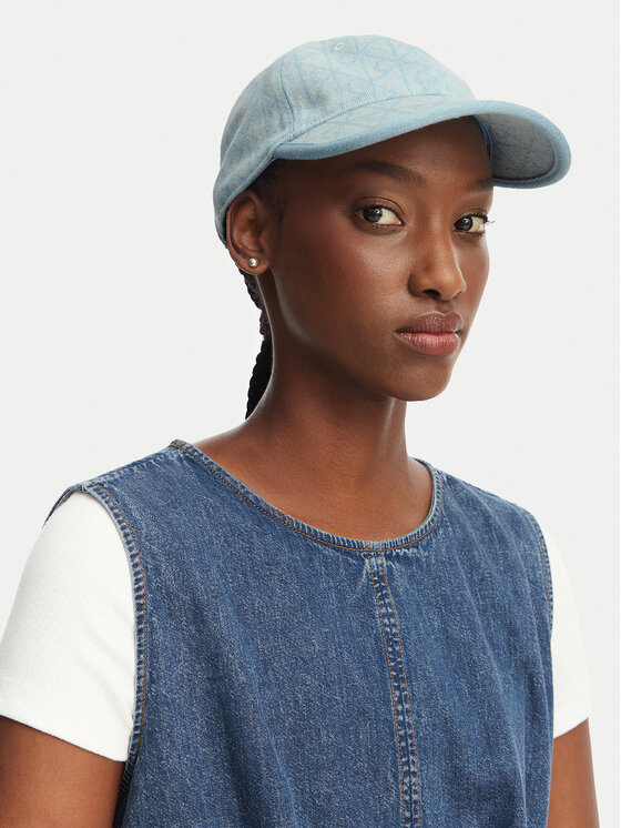 Calvin Klein Kepurė su snapeliu Calvin Klein Denim Emblem Burnout LV04F5042G Žydra