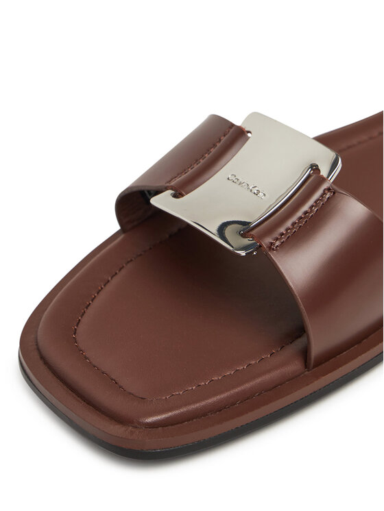Calvin Klein Chanclas Calvin Klein Flat Slide W/Ck Hw Big - Lth HW0HW02482 Marrón