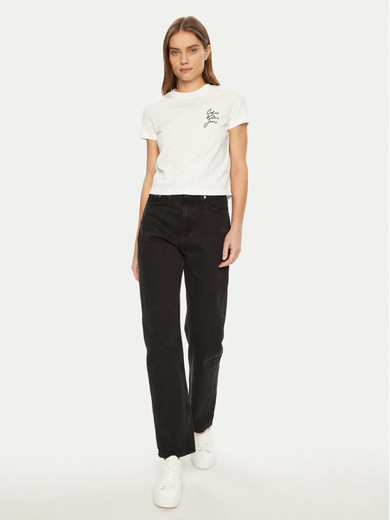 Calvin Klein Jeans Calvin Klein Jeans Marškinėliai Script Institutional J20J224984 Balta Slim Fit