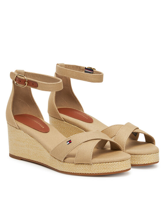 Tommy Hilfiger Espadrilės Tommy Hilfiger Flag Criss-Cros Mid Wedge Espad FW0FW08481 Smėlio
