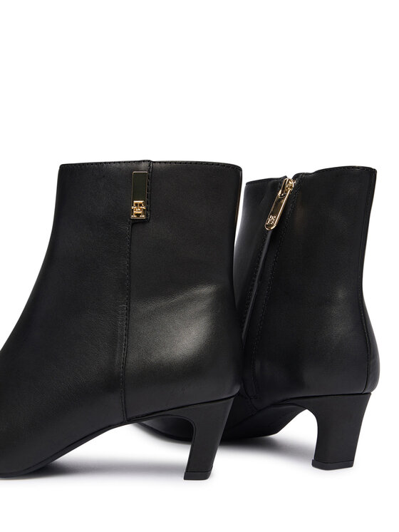 Tommy Hilfiger Īsie zābaki Tommy Hilfiger Th Square Toe Kitten Bootie FW0FW08768 Melns