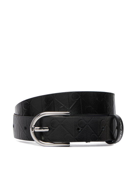 Calvin Klein Pasek Damski Calvin Klein Round Buckle Debossed LV04F7143G Czarny