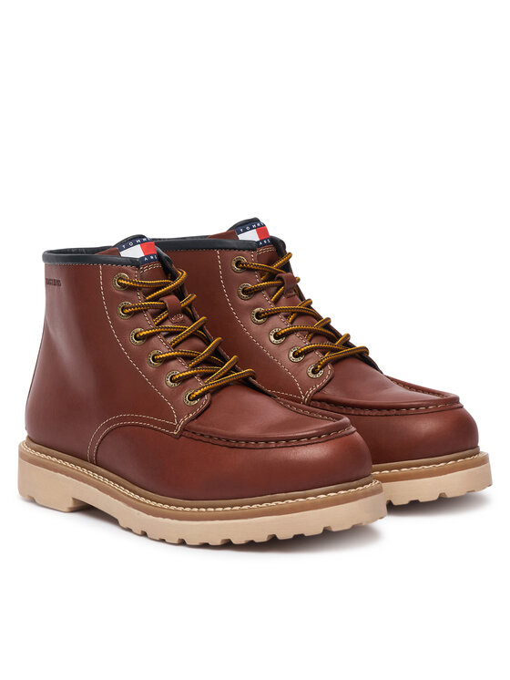 Tommy Jeans Kotníková obuv Tommy Jeans Archive '01 American Lth Boot EM0EM01779 Hnědá