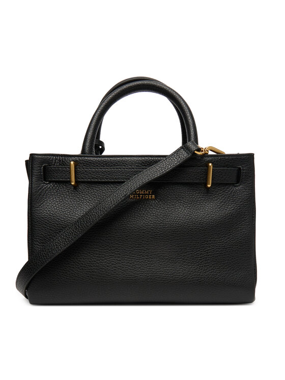 Tommy Hilfiger Ročna torba Tommy Hilfiger American Icon Mini Tote Leather AW0AW17926 Črna