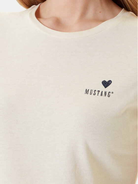 Mustang Mustang Футболка Loa 1016509 Écru Slim Fit