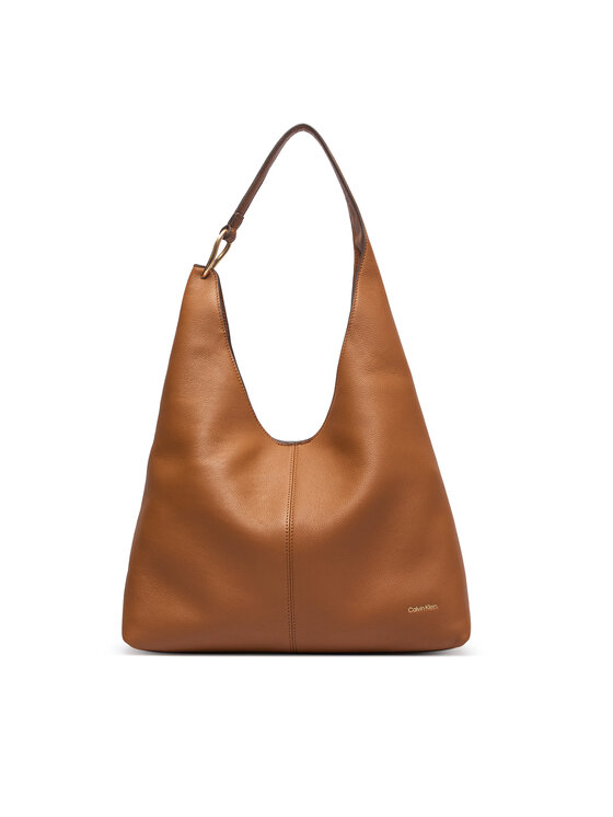 Calvin Klein Дамска чанта Calvin Klein Slouchy Leather Md Shoulder Bag LV04F3543G Светлокафяв