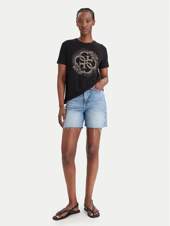 Guess Guess Футболка E6GI01 K68D2 Чорний Regular Fit