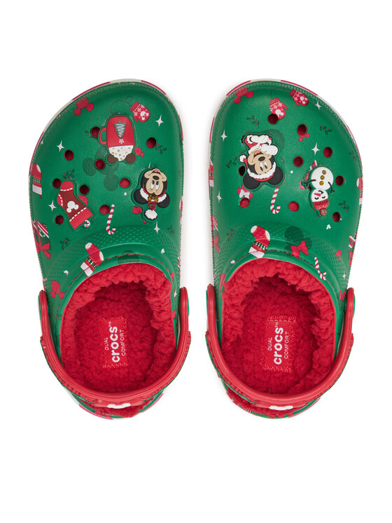 Crocs Шльопанці Crocs Classic Mickey Xmass Lined Clog K 210814 Зелений