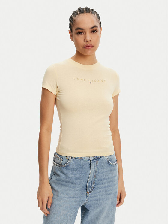 Tommy Jeans Tommy Jeans T-shirt Tonal Linear DW0DW20315 Giallo Slim Fit