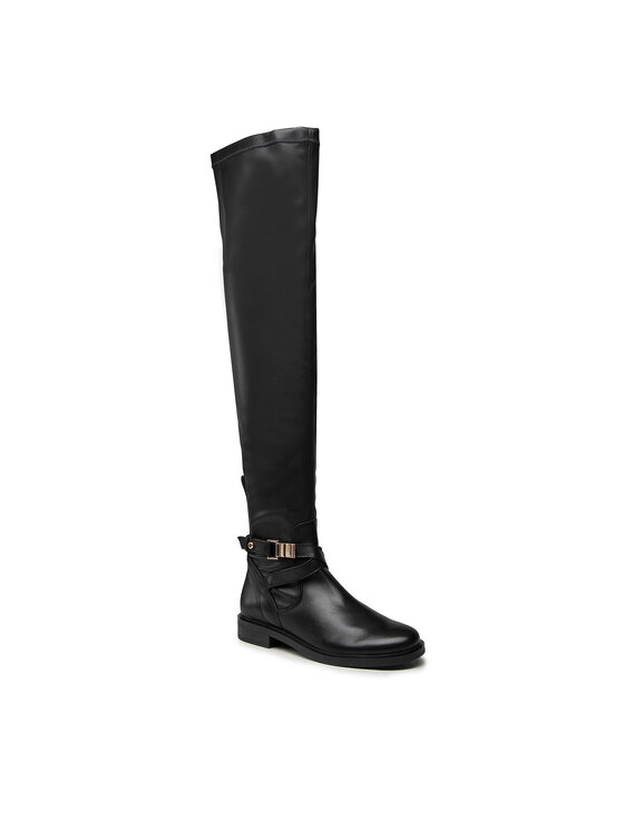 Tommy Hilfiger Combcsizma Tommy Hilfiger Th Hardware Overknee Boot FW0FW06057 Fekete