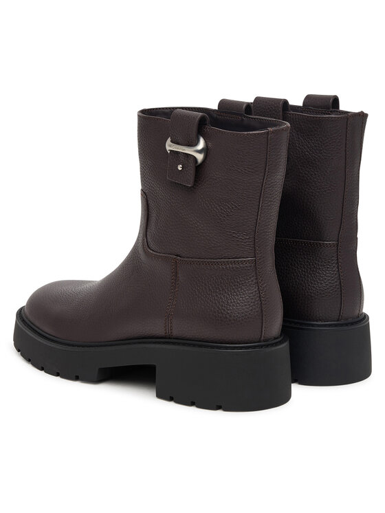 Calvin Klein Μποτάκια Calvin Klein Chunky Ankle Boot Lth Hdw HW0HW03202 Σκούρο καφέ