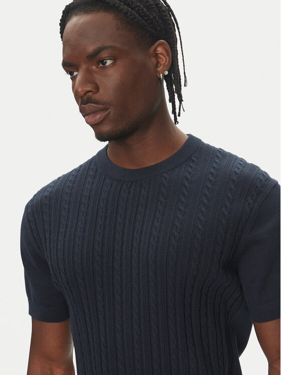 Lindbergh Lindbergh T-shirt 30-804115 Tamnoplava Slim Fit