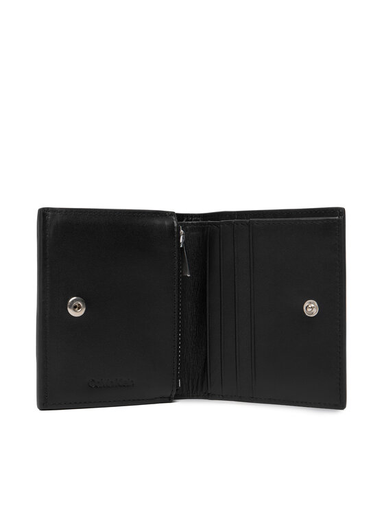 Calvin Klein Peňaženka Calvin Klein Plaque Slim Trifold W Coin + Car LV04D1137G Čierna