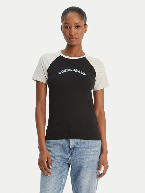 Guess Jeans Guess Jeans Póló W6GIB0 J1314 Fekete Regular Fit