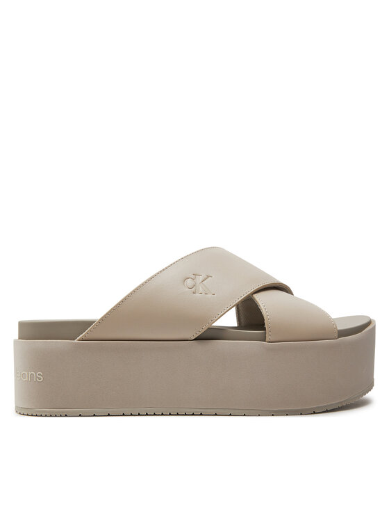 Calvin Klein Jeans Ciabatte Calvin Klein Jeans Flatform Cross Mg Uc YW0YW01349 Beige