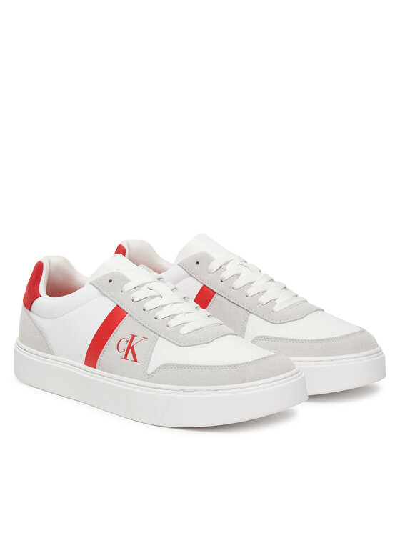 Calvin Klein Сникърси Calvin Klein Mixed Texture Lace Up Cupsole Trainers YM0YM01395 Бял
