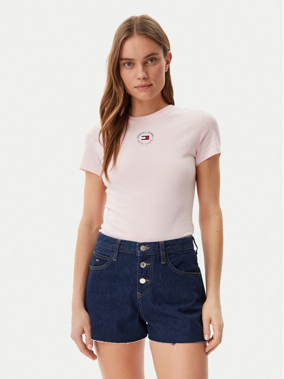 Tommy Jeans Tommy Jeans T-shirt Essential DW0DW20316 Rosa Slim Fit