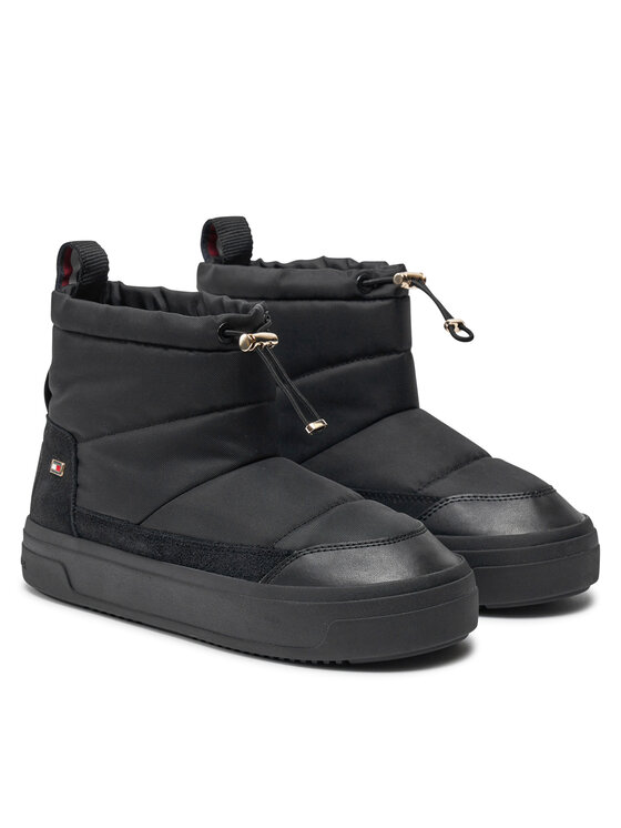 Tommy Hilfiger Snehule Tommy Hilfiger Flag Nylon Mini Snowboot FW0FW08334 Čierna
