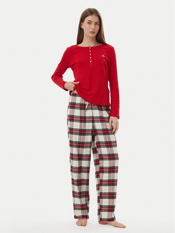 LAUREN RALPH LAUREN LAUREN RALPH LAUREN Pizsama ILN72551F Piros Relaxed Fit