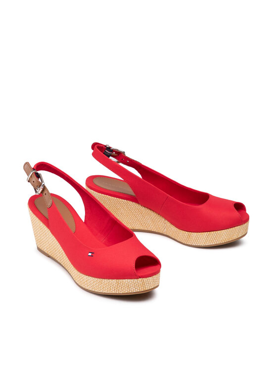 Tommy Hilfiger Espadrillas Tommy Hilfiger Iconic Elba Sling Back Wedge FW0FW04788 Rosso