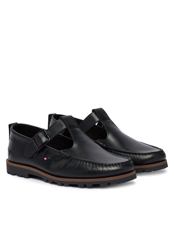 Tommy Hilfiger Cipele Tommy Hilfiger Hilfiger Light Lth Buckle Loafer FM0FM05846 Crna
