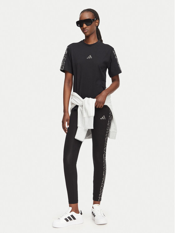 adidas adidas Camiseta Seasonal Essentials Animal Print 3-Stripes KH1550 Negro Regular Fit