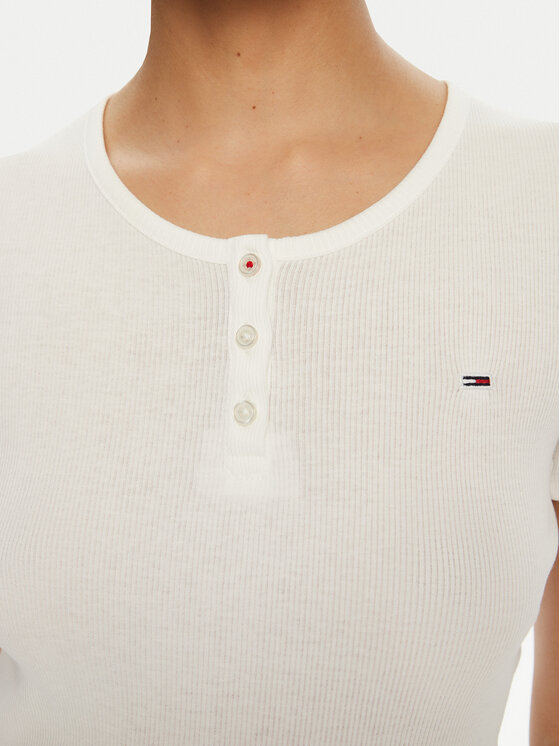 Tommy Jeans Tommy Jeans Majica DW0DW19502 Bela Slim Fit