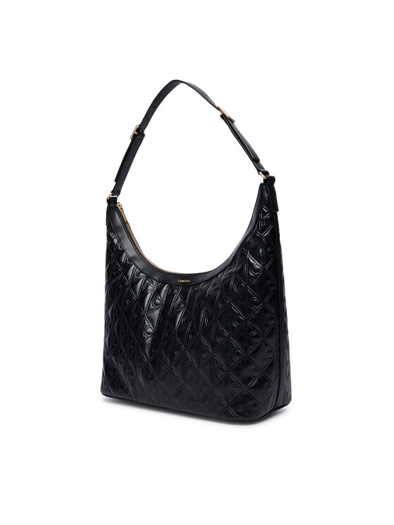 Calvin Klein Kabelka Calvin Klein Emblem Aop Debossed Medium Shbag LV04F3875G Čierna