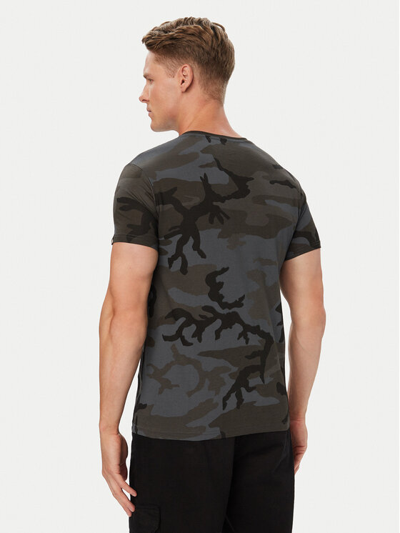 Alpha Industries Alpha Industries T-shirt Basic T Small Logo Camo 188505C Grigio Regular Fit
