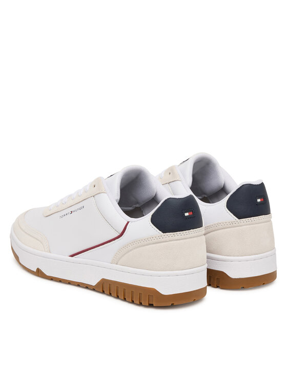 Tommy Hilfiger Sneakersy Tommy Hilfiger Th Basket Core Leather Suede Mix FM0FM05881 Biela
