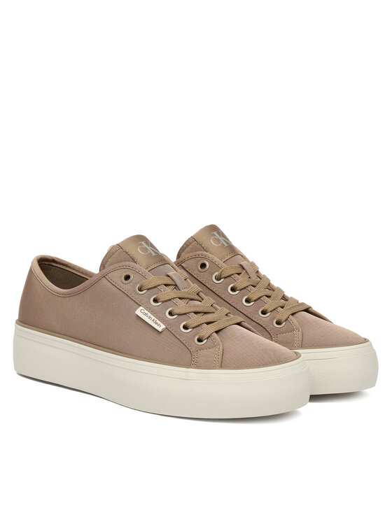 Calvin Klein Laisvalaikio batai Calvin Klein Vulc Flatform Lace Up Moire YW0YW02012 Ruda