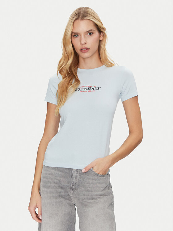 Guess Jeans Guess Jeans T-shirt W4YI03 J1314 Celeste Slim Fit