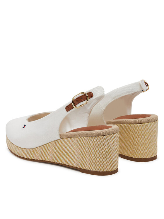 Tommy Hilfiger Espadrillas Tommy Hilfiger Flag Mid Wedge Espad Slingback FW0FW08595 Bianco