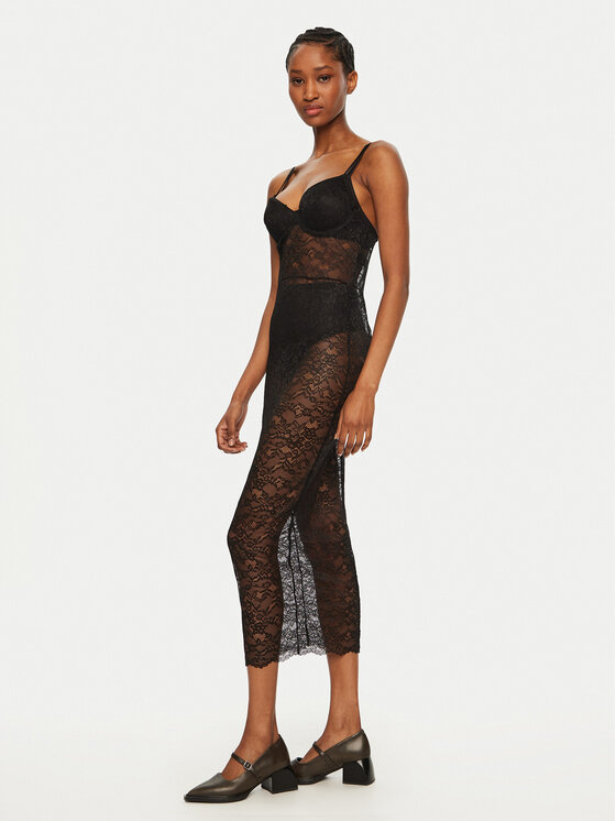 Guess Guess Нічна сорочка O5RK00 KBGT0 Чорний Regular Fit