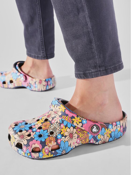 Crocs Papucs Crocs Crocs Classic Retro Floral Clog 208954 Sötétkék