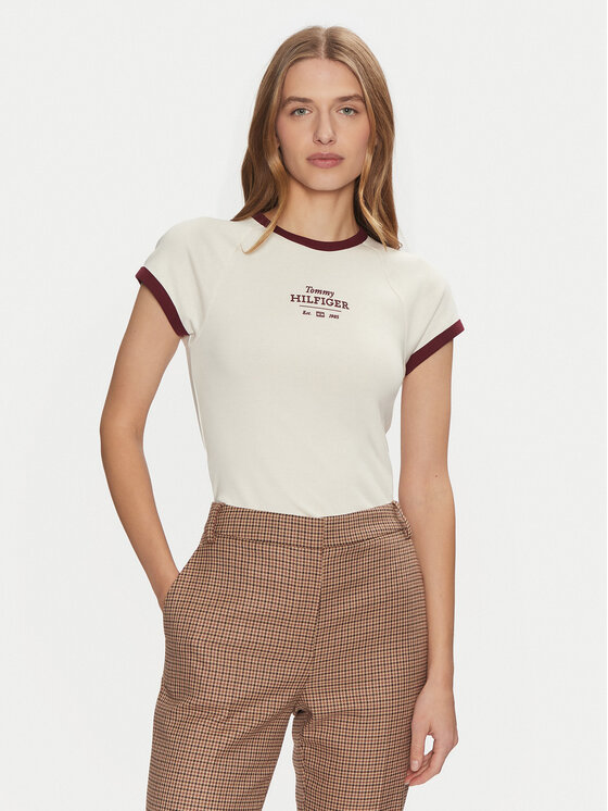 Tommy Hilfiger Tommy Hilfiger T-shirt WW0WW43898 Bež Slim Fit