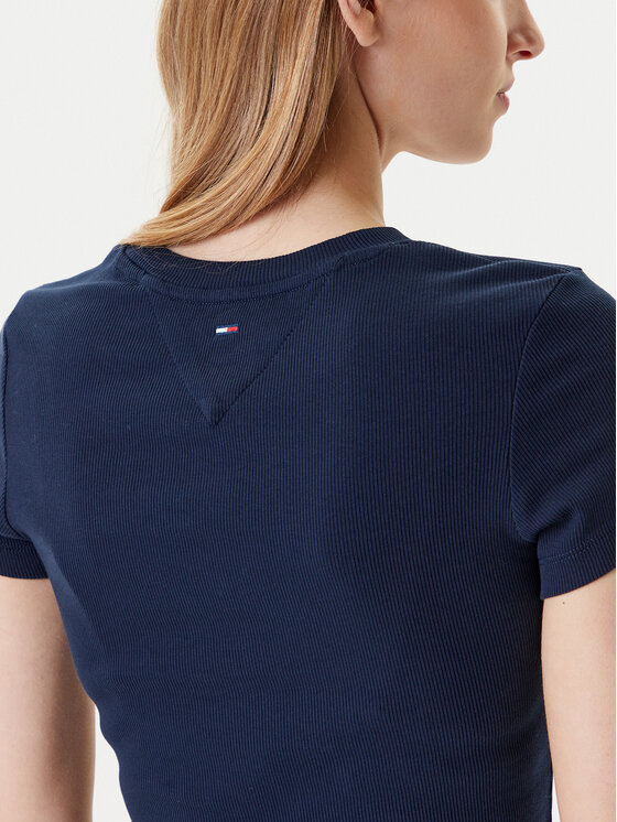 Tommy Jeans Tommy Jeans Majica DW0DW21421 Mornarsko modra Slim Fit