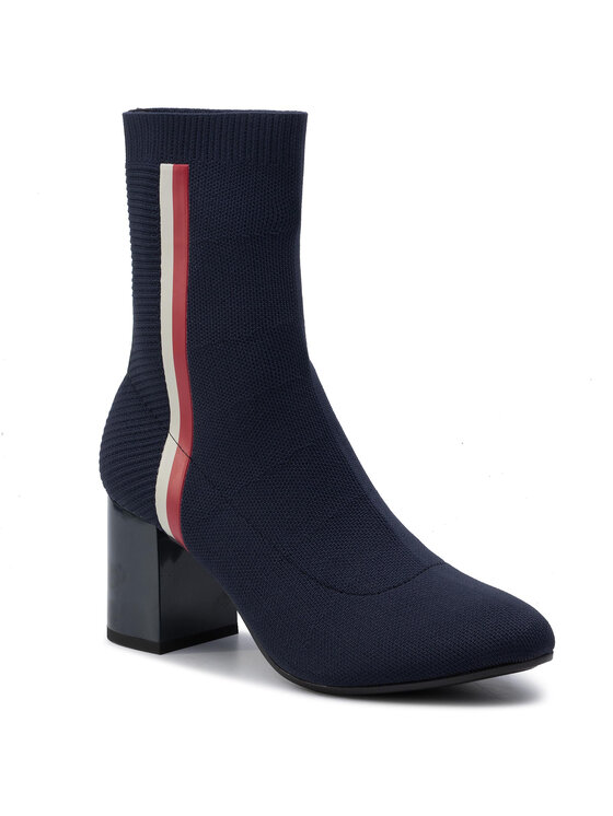 Tommy Hilfiger Боти Tommy Hilfiger Knitted Heeled Boot FW0FW04157 Тъмносин